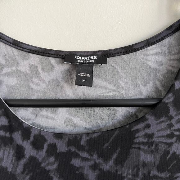 Express Body Contour Tank Bodysuit Sleeveless Black Grey Medium - Picture 2 of 3